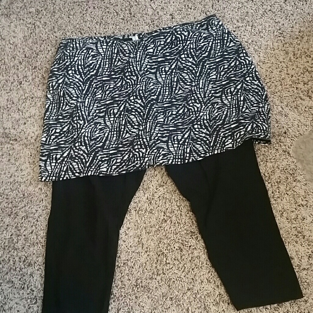 Workout capris with skirt overlay